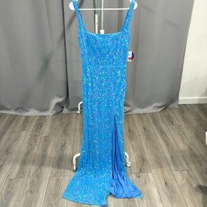 NWT Windsor Blue Sequin Formal Maxi Dress Long Size Medium Slit